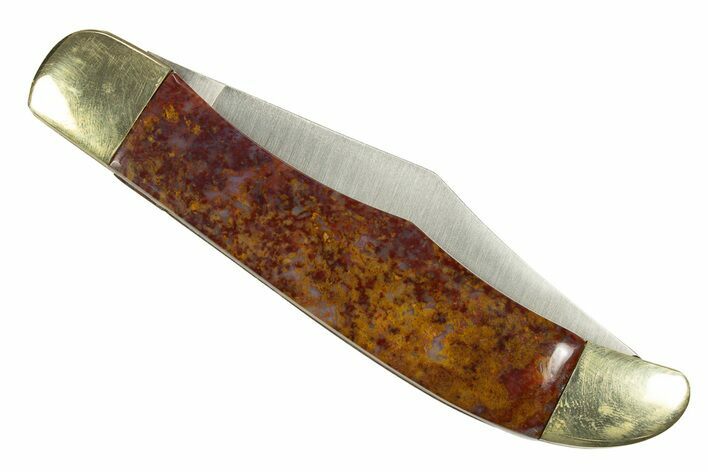 Pocket Knife With Red/Orange Agate Inlays - Hand-Crafted In Utah #327579